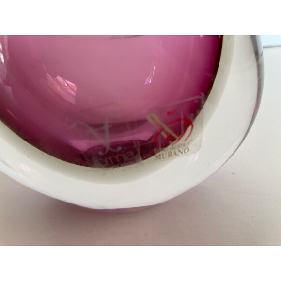 MCM Murano Sommerso Hand Blown Glass Vase 9" Purple Pointed Tips Formia Italy - Picture 12 of 16